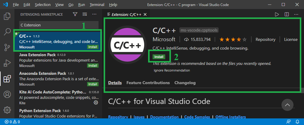 How to lớn write c in visual studio code