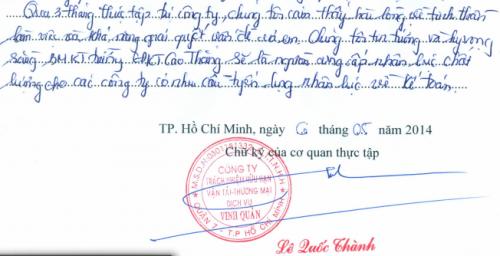 Nhận xét của chúng ta đối với sv thực tập