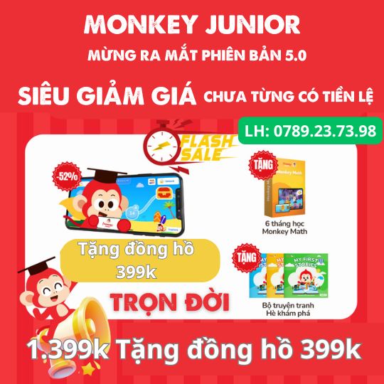 Monkey junior trọn Đời tặng ĐỒng hỒ k khẳng định chính hãng