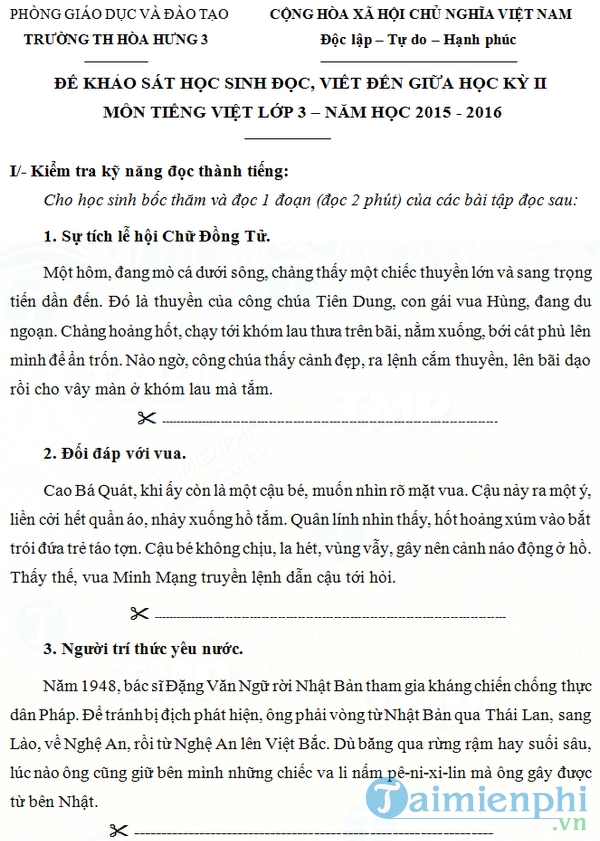 Đề thi thân học kì  môn toán lớp