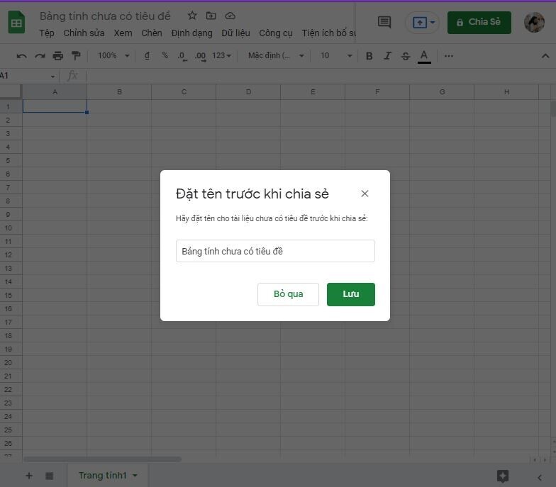 Cách cấp mở quyền sửa đổi bảng tính trên trang nhất google sheets