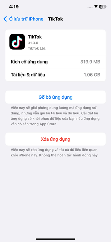 Hướng dẫn phương pháp giải phóng dung tích tiktok bên trên iphone giúp năng lượng điện thoạ